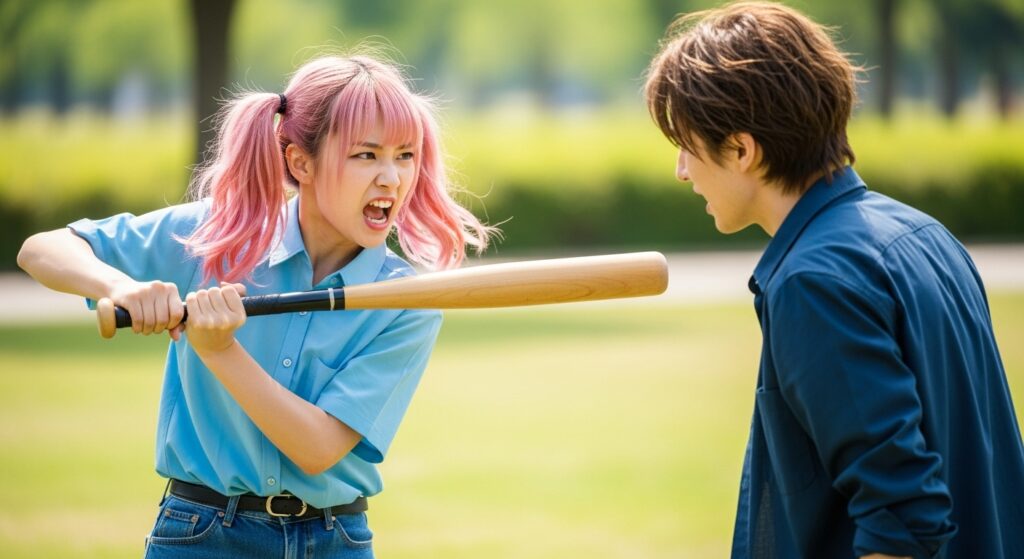 Momo Ayase talking with Okarun in a funny moment.