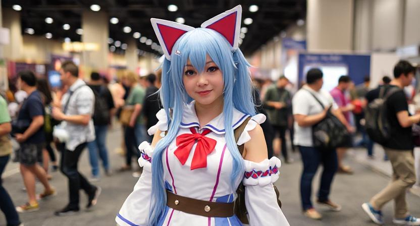 Real-life Anya Forger cosplayer at comic con.