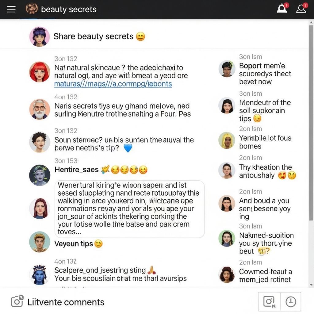 Members of a social media girls forum thread passing on beauty tricks through their avatars.