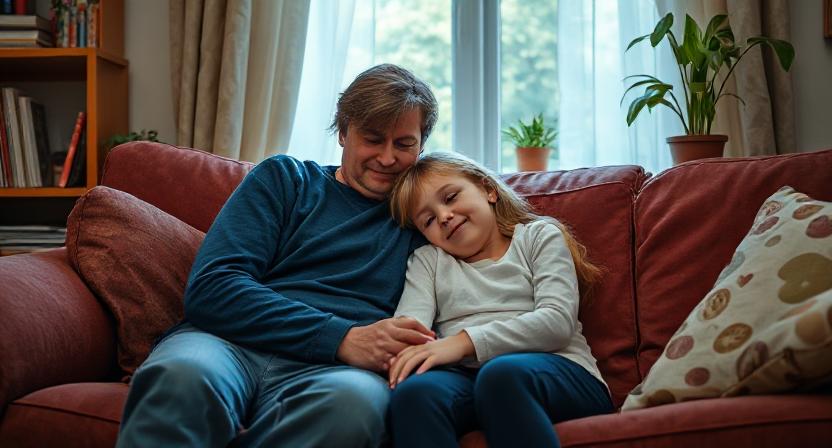 Yor Forger caring for Anya at home alone.