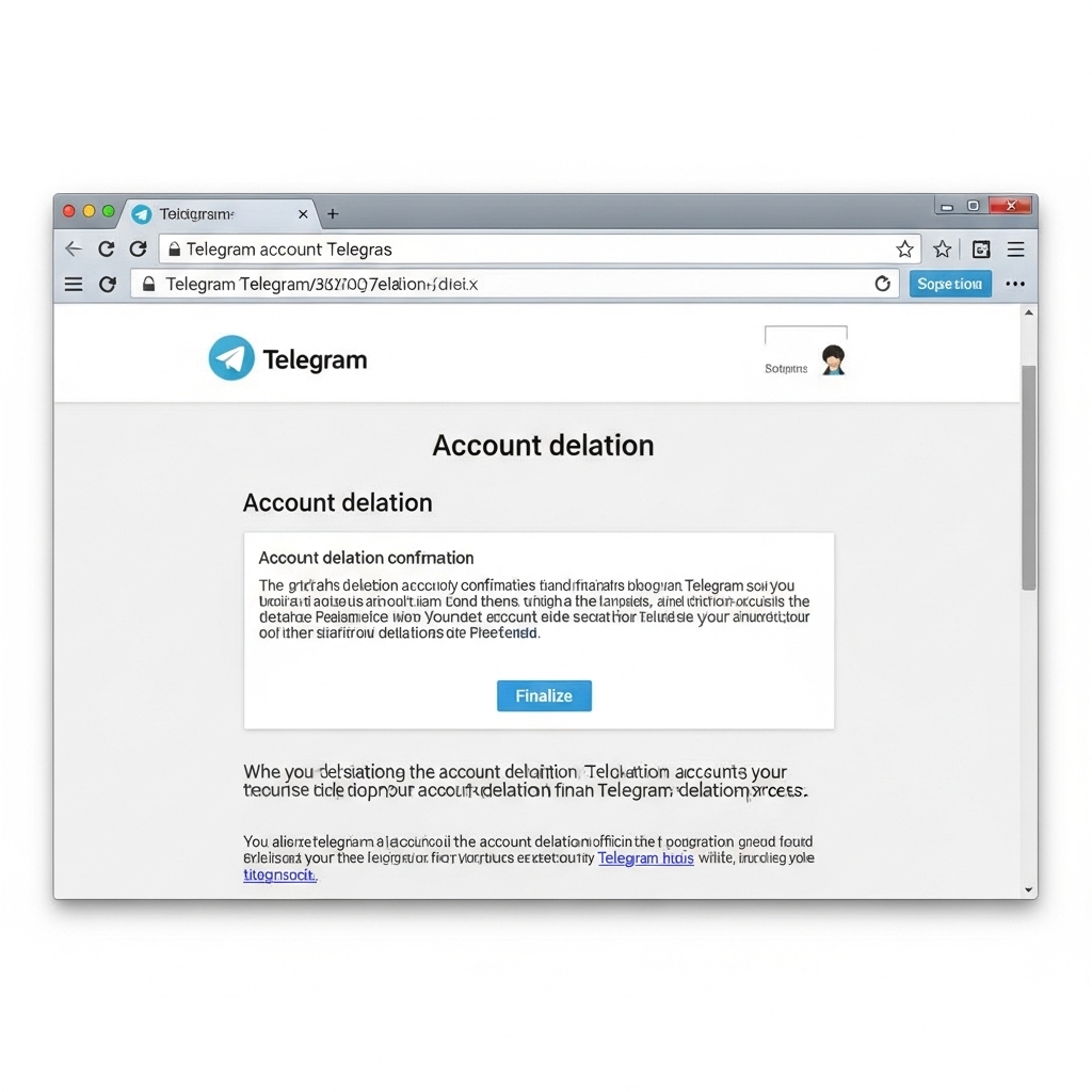 screenshot of the Telegram's official account deletion webpage in a browser