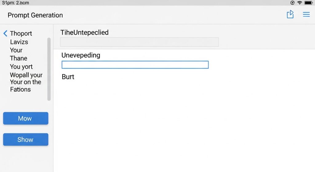 “Random art prompt generator interface showing surreal word combinations.”