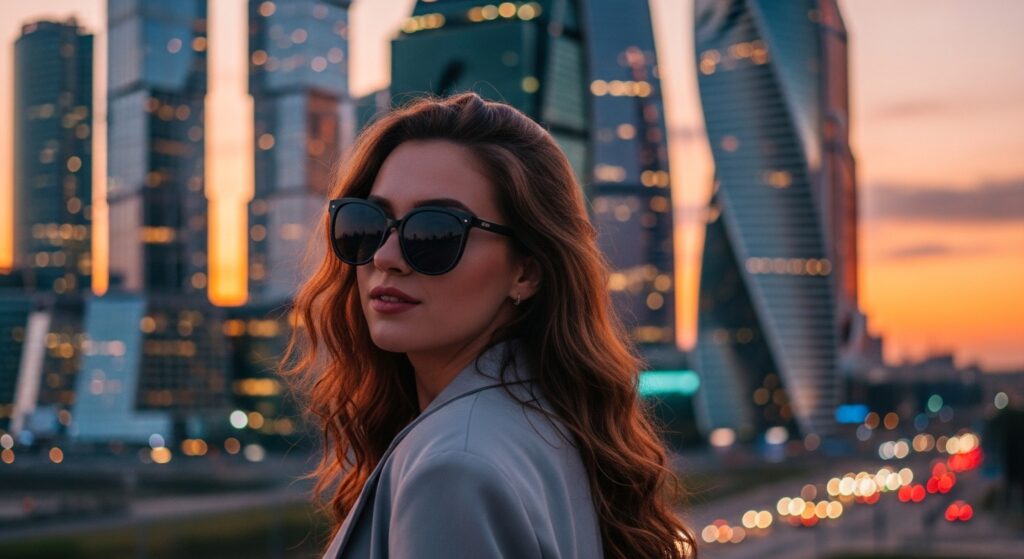  Confident girl in city street with attitude pose