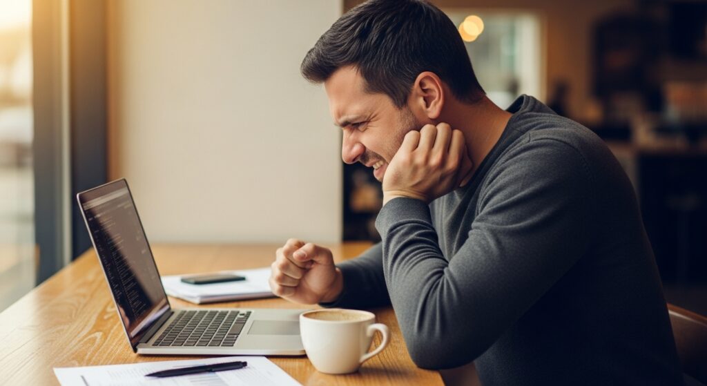 Man reviewing low engagement on social media dashboard