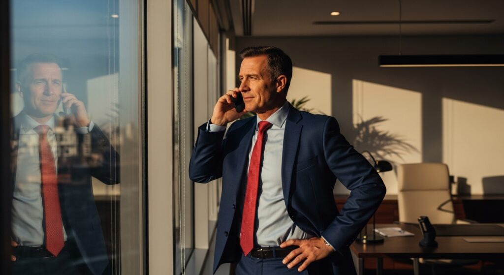“Businessman using Jazz weekly call bundle during work hours”)